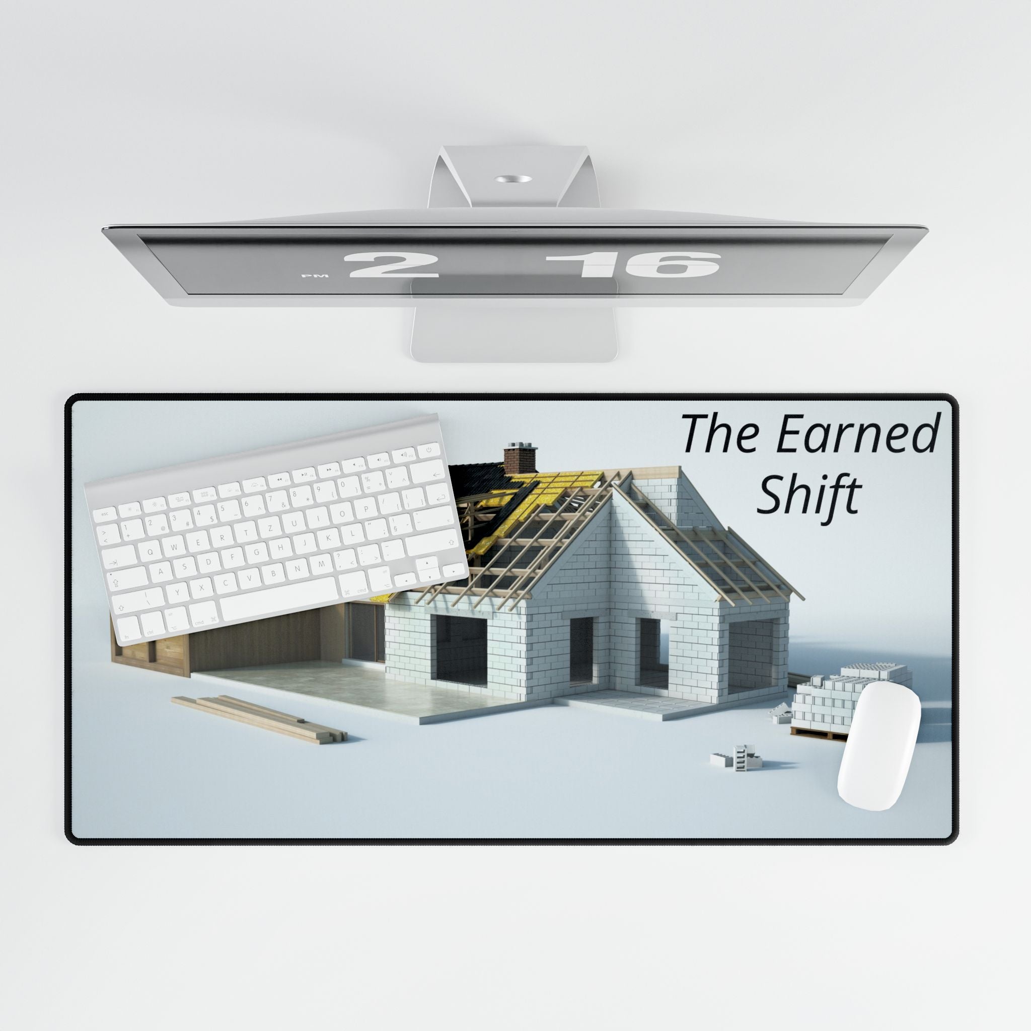 The Earned Shift Construction Desk Mat — Builder Home Office Mouse Pad